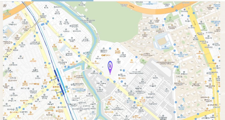 원아이티 본사 위치가 표시된 카카오 지도